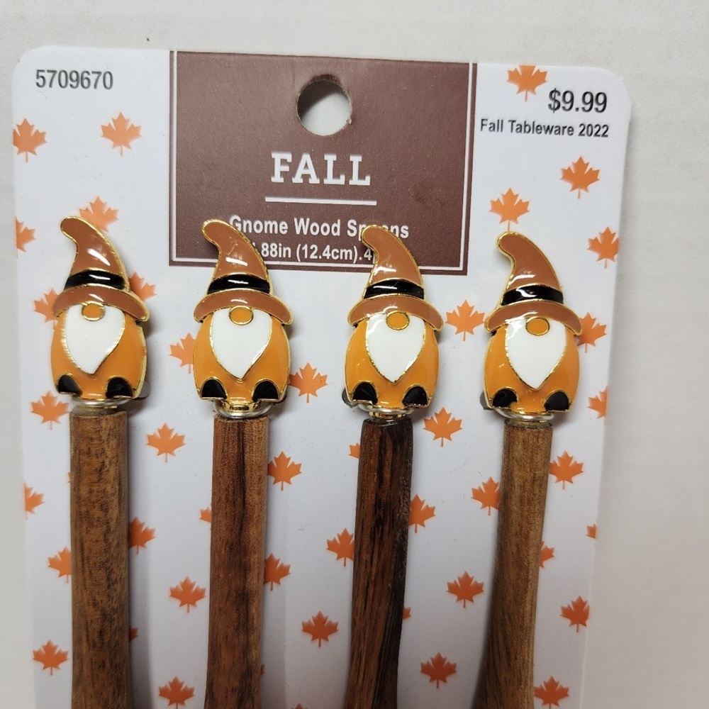 ****SOLD****Gnome Fall small wooden spoons set of 4 - Picture 1 of 4